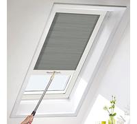 Keego Skylight Blinds for Roof Window Light Filtering Pleated Blinds Energy Saving Noise Reduce Cellular Shades Easy to Install (Gray, Custom Size)