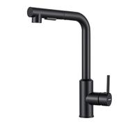 KeeGone Black Kitchen Tap, Kitchen Mixer Taps with Pull Out Sprayer, 360° Swivel Sink Faucet, Stainless Steel Mixer Tap, Two Spray Functions, Matte Black