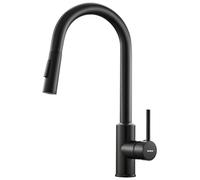 KeeGone Kitchen Mixer tap with Pull-Out Spray, Pull Down Kitchen Sink Mixer Taps Faucet High Arc 360° swivelling Two Modes Stainless Steel Black