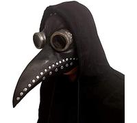 KEEHOM Plague Doctor Mask - Latex Long Nose Bird Beak Mask, Steampunk Rivet Face Mask for Halloween Christmas Costume Props, Adult Adjustable Belt, Black