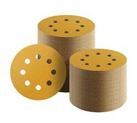 Keeimp 100 Pcs 5 Inch Sanding Discs Hook and Loop, 150 Grit Sandpaper for Woodworking or Automotive, 8 Hole Gold Premium Dustless Random Orbit Sandpaper