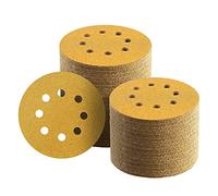 Keeimp 100 Pcs 5 Inch Sanding Discs Hook and Loop, 60 Grit Sandpaper for Woodworking or Automotive, 8 Hole Gold Premium Dustless Random Orbit Sandpaper
