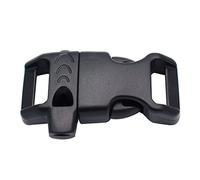 KEEJEA 14mm 5/8" Black Plastic Contoured Emergency Survival Whistle Buckle for Paracord Bracelets Pack of 10