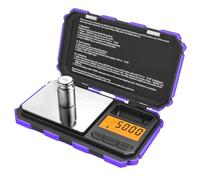 KeeKit Digital Mini Scale, 200g 0.01g Pocket Scale with 50g Calibration Weight, Electronic Smart Scale with Tare & LCD Backlit Display for Food, Tablets, Jewelry (Battery Included) - Purple
