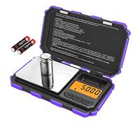 KeeKit Digital Mini Scale, 200g 0.01g Pocket Scale with 50g Calibration Weight, Electronic Smart Scale with Tare & LCD Backlit Display for Food, Tablets, Jewelry (Battery Included) - Purple