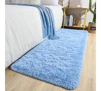Keeko Fluffy Area Rugs 2x6, Washable Shag Rug for Bedroom Girls Room-Blue