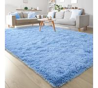 Keeko Fluffy Blue Area Rugs for Bedroom Kids Room, Cute Shag Fuzzy Baby Rugs Living Room Soft Furry Large Bedroom Carpet Indoor Bedside Rug for Teen Boys Girls Nursery Dorm Decor, 5.3x7.5