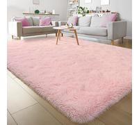 Keeko Premium Fluffy Pink Area Rug for Bedroom, 4x5.3 Cute Shag Fuzzy Rugs for Living Room Ultra Soft Shaggy Furry Carpet Modern Indoor Non Slip Princess Rugs for Girls Kids Nursery Home Room Decor