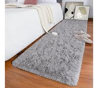 Keeko Fluffy Rugs for Bedroom Living Room, 2x8 Grey Bedside Runner Rug Indoor Non Slip Plush Fuzzy Rug Ultra Soft Cute Washable Shag Furry Rugs Carpet for Kids Girls Nursery Dorm Room Decor