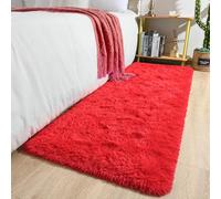 Keeko Soft Bedroom Runner Rug 2x6, Fluffy Bedside Kids Room Rugs Living Room Shag Throw Rug for Nursery Entryway Fuzzy Indoor Area Carpet Cute Rugs for Boy Baby Girl Room Dorm Decor Red