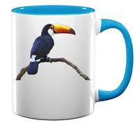 Keel Billed Toucan Parrot Bird Ceramic Tea Coffee Mug Light Blue