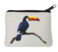 Keel Billed Toucan Parrot Bird Neoprene Coin Purse Pouch 12x9cm White