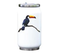Keel Billed Toucan Parrot Bird Vacuum Insulated Thermal Beverage Can Bottle White
