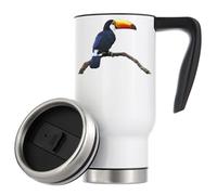 Keel Billed Toucan Parrot Bird Vacuum Insulated Thermal Travel Coffee Mug 480ml White