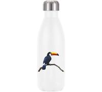 Keel Billed Toucan Parrot Bird Vacuum Insulated Thermal Water Bottle White
