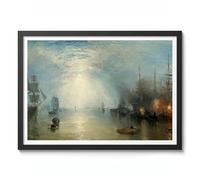 Keelmen Heaving In Coals By Moonlight Joseph Mallord William Turner Print, Classic Art Painting Print, Art Exhibition Wall Art, Vintage Home Decor Picture, A4 (Black Frame) - 32.7x24.1cm