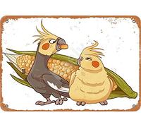 Keely Corn Cockatiel Metal Vintage Tin Sign Wall Decoration 12x8 inches for Cafe Coffee Bars Restaurants Pubs Man Cave Decorative
