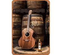 Keely Lowden Bushmills Guitar Made from Whiskey Barrels and Bogwood Metal Vintage Tin Sign Wall Decoration 12x8 inches for Cafe Coffee Bars Restaurants Pubs Man Cave Decorative