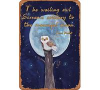 Keely The Wailing Owl Screams Solitary to The Mournful Moon Metal Vintage Tin Sign Wall Decoration 12x8 inches for Cafe Coffee Bars Restaurants Pubs Man Cave Decorative