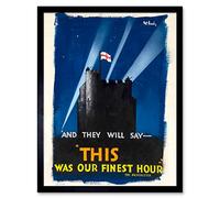 Keely War WWII UK Finest Hour Castle Flag Advert Art Print Framed Poster Wall Decor 12x16 inch