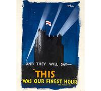 Keely War WWII UK Finest Hour Castle Flag Advert Premium Wall Art Canvas Print 18X24 Inch