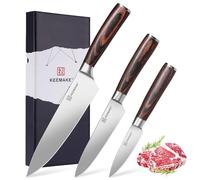 KEEMAKE 3 Piece Kitchen Knife Set, Professional Forged High Carbon Steel Chef Utility Paring Knives, Ultra Sharp Japanese Style Cooking Knife Set with Ergonomic Pakkawood Handles, Gift Box, Dad Gifts