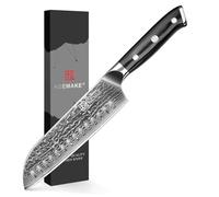 KEEMAKE Damascus Santoku Knife 7 Inch: Professional Forged Japanese Chef Kitchen Knives Ultra Sharp VG10 67 Layers Core Culinary Slicing Chopping Tool with Ergonomic G10 Handle Gift Box, Dad Gifts