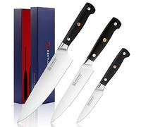 KEEMAKE Kitchen Knife Sets 3 Pieces - Sharp Kitchen Knives with High Carbon Stainless Steel 1.4116 Professional Chef Knife Set, Cooking Knife Set with Ergonomic Black Handle Cutting Knives Set