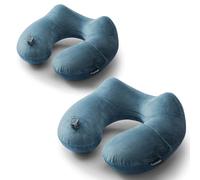 Keemall 2Pack Inflatable Travel Neck Pillow for Airplane Sleeping, Adjustable Blow Up Neck Support Air Pillow Traveling on Plane Long Flights Washable