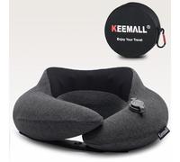 Keemall Inflatable Neck Pillow, Premium Travel Neck Pillow for Airplane Headrest Sleep - 3rd Generation, Double Comfort Plane Pillow for Long Flight