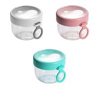 KEEMEN 3 Pack 600ml Overnight Oat Containers with Lids and Spoons, Portable Leakproof Plastic Cereal Cups Yogurt Breakfast On the Go Cups Oatmeal Jars Snack Containers for Food Storage