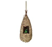 Keemov Straw and Raffia Roosting Pouches Artificial Handwoven Straw Hanging Bird Nest Handmade Birdhouse for Breed Nesting Cage