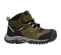 KEEN Unisex Kid's Ridge Flex Mid Waterproof Hiking Boot, Dark Olive Dusky Citron, 12 UK Child