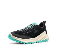 KEEN Men's Jasper Zionic Durable Tread Suede Climbing Approach Style Hiking Shoes, Black/Bright Aqua, 10.5 UK