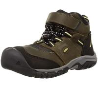 KEEN Unisex Kid's Ridge Flex Mid Waterproof Hiking Boot, Dark Olive Dusky Citron, 1 UK