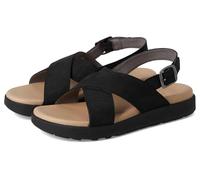 KEEN Women's Elle Luxe Cross Strap Cute Comfortable Leather Sandals, Black/Black, 9.5