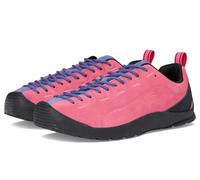KEEN Women's Jasper Suede Leather Climbing Approach Sneakers, Pink Lemonade/Skipper Blue, 7 UK