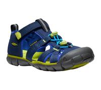 KEEN Unisex-Child Seacamp 2 CNX Closed Toe Sandals, Naval Academy/Chartreuse, 5