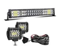 KEENAXIS 22 inch 120W Spot Flood Combo LED Light Bar 2Pcs 4 inch 60W LED Pod Fog Lights with Wiring Harness Kit for Boat Truck