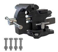 Keencatch 4.5 Inch Bench Vise, Heavy Duty Cast Steel Table Vice for Workbench, 270° Swivel Base Utility Vise with Hardened Jaws, Bolt-On Design for Woodworking, Metalworking, Home Garage