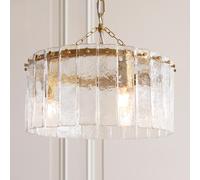 keene 3 light glass pendant ceiling light in brushed aged brass