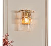 keene handmade glass wall light in brushed aged brass