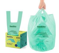 KeenEcho 20L 200 Counts Small Green Bin Liners with Handle, Ocean Fishing Nets Upcycling, Sage & Sea Salt Scented, Plastic Bin Bags, Waste Bag for Kitchen, Bathroom, Office and Pets