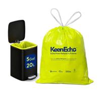 KeenEcho 20L Drawstring Bin Liners, Ocean Fishing Nets Upcycling, Sea Salt Scented, Plastic Bin Bags 30 Pack, Waste Bag for Kitchen, Bathroom, Office and Pets