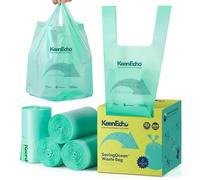 KeenEcho 23L 200 Counts Small Green Bin Liners with Handle, Ocean Fishing Nets Upcycling, Sage & Sea Salt Scented, Plastic Bin Bags, Waste Bag for Kitchen, Bathroom, Office and Pets