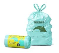 KeenEcho 23L 50 Counts Small Green Bin Liners with Handle, Ocean Fishing Nets Upcycling, Sage & Sea Salt Scented, Plastic Bin Bags, Garbage Bags for Kitchen, Bathroom, Office and Pets