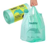 KeenEcho 30L 40 Counts Small Green Bin Liners with Handle, Ocean Fishing Nets Upcycling, Sage & Sea Salt Scented, Plastic Bin Bags, Garbage Bags for Kitchen, Bathroom, Office and Pets