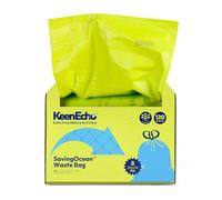 KeenEcho 30L Drawstring Bin Liners, Ocean Fishing Nets Upcycling, Sea Salt Scented, Plastic Bin Bags 120 Pack, Waste Bag for Kitchen, Bathroom, Office and Pets