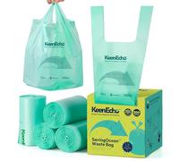 KeenEcho 5L 200 Counts Small Green Bin Liners with Handle, Ocean Fishing Nets Upcycling, Sage & Sea Salt Scented, Plastic Bin Bags, Waste Bag for Kitchen, Bathroom, Office and Pets