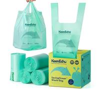 KeenEcho 8L 200 Counts Small Green Bin Liners with Handle, Ocean Fishing Nets Upcycling, Sage & Sea Salt Scented, Plastic Bin Bags, Waste Bag for Kitchen, Bathroom, Office and Pets